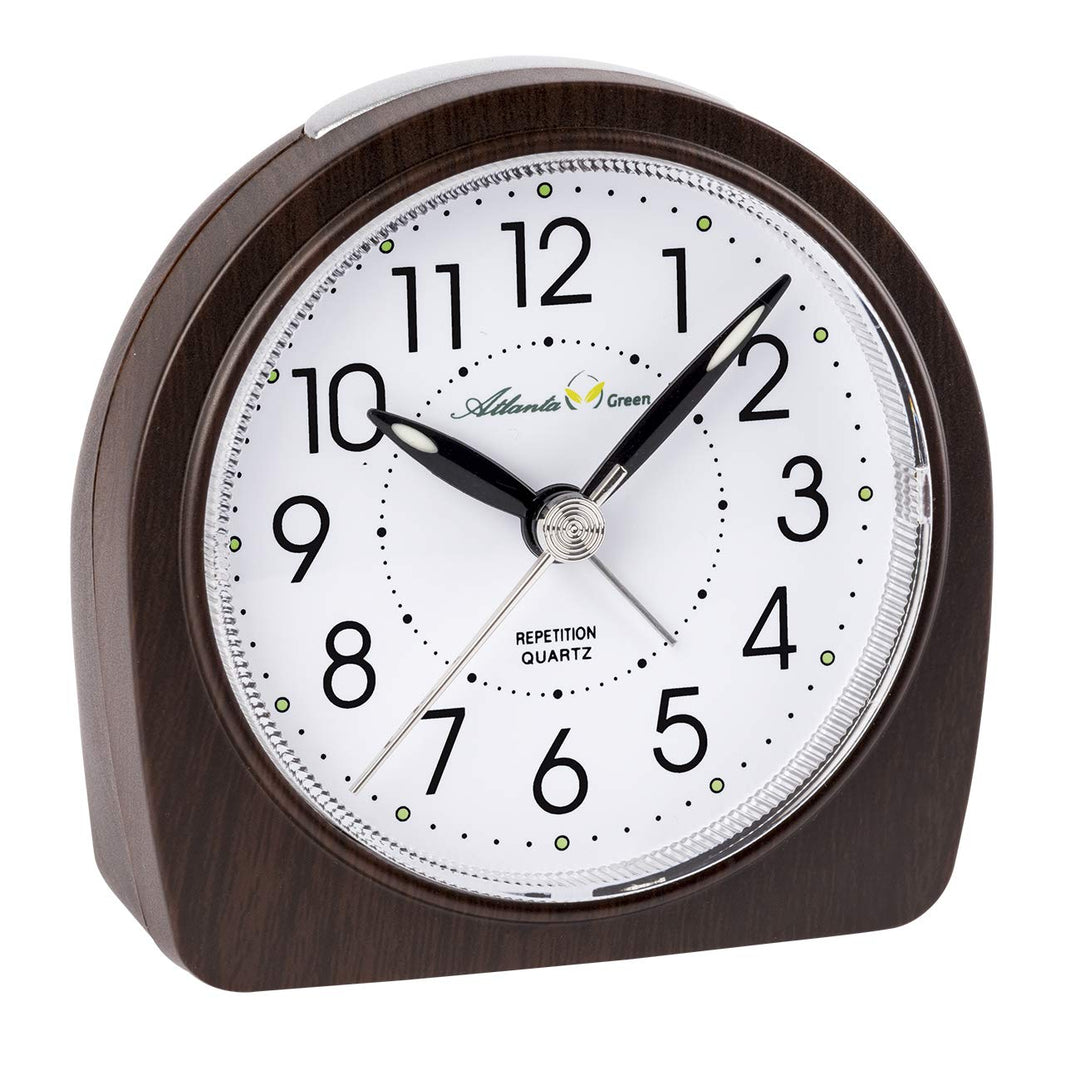 Atlanta Umweltfreundlicher Wecker ohne Ticken Holz Optik Nussbaum - 2507-20