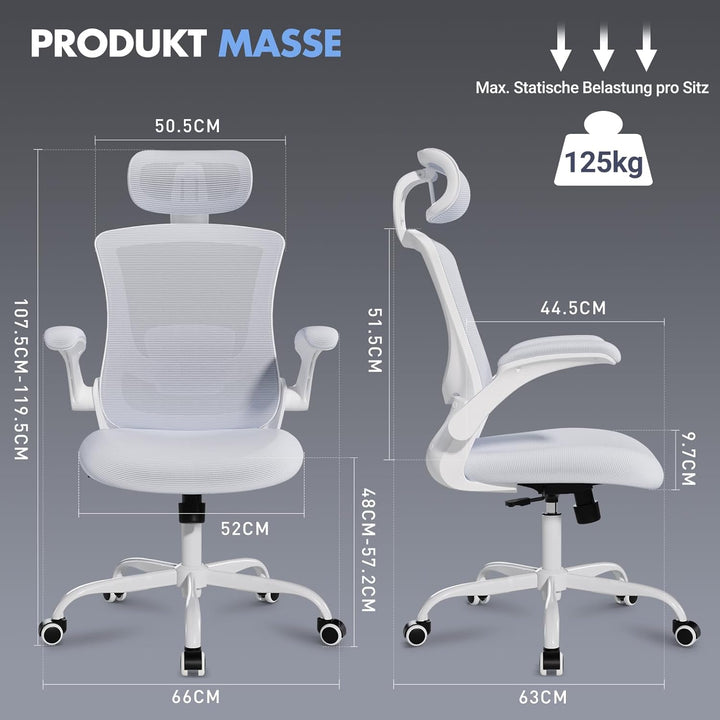COLAMY Bürostuhl Mesh Computerstuhl, Bürostuhl Ergonomisch, Arbeitsstuhl mit Verstellbarer Kopfstütz