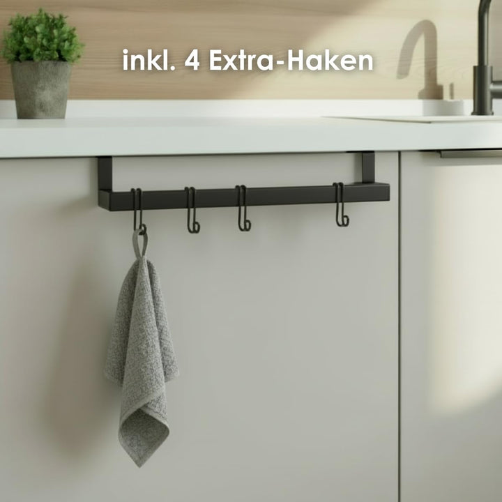 DEELIA® Geschirrtuchhalter Küche | Handtuchhalter ohne Bohren zum Einhängen am Küchenschrank | inkl.