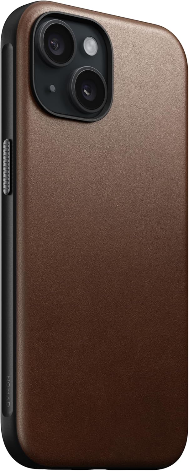 NOMAD Modern Leather Case | für iPhone 15 | Schutzhülle aus Polycarbonat und hochwertigem Echtleder