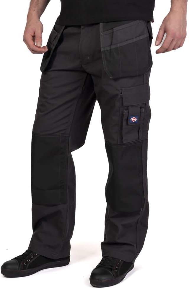 Lee Cooper Herren Multi & Holster Pocket Kneepad Arbeitssicherheitshose Cargohose, Grau / Schwarz, 3