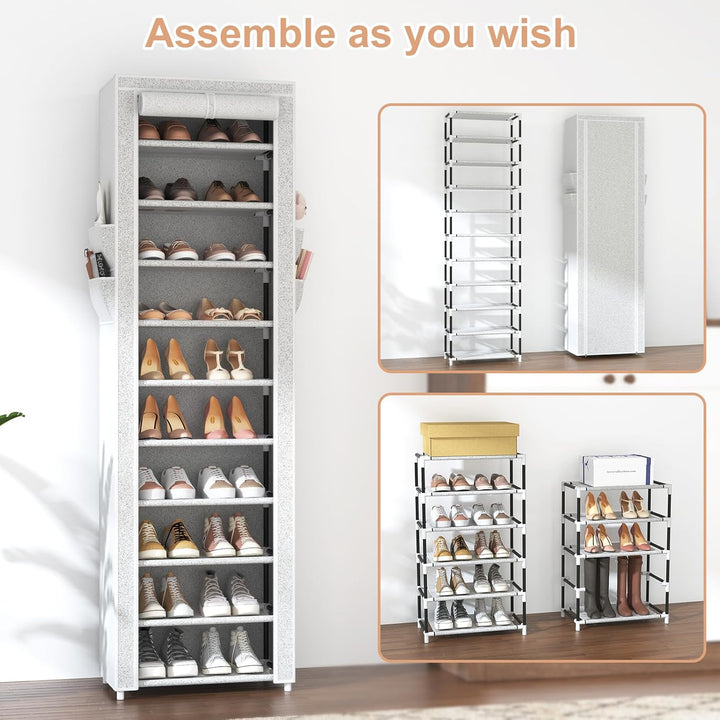 Schuhregal mit 11 Ebenen, Schuhschrank Stoff für 20-22 Paar Schuhe, Schuhregale Schmal und Hoch mit