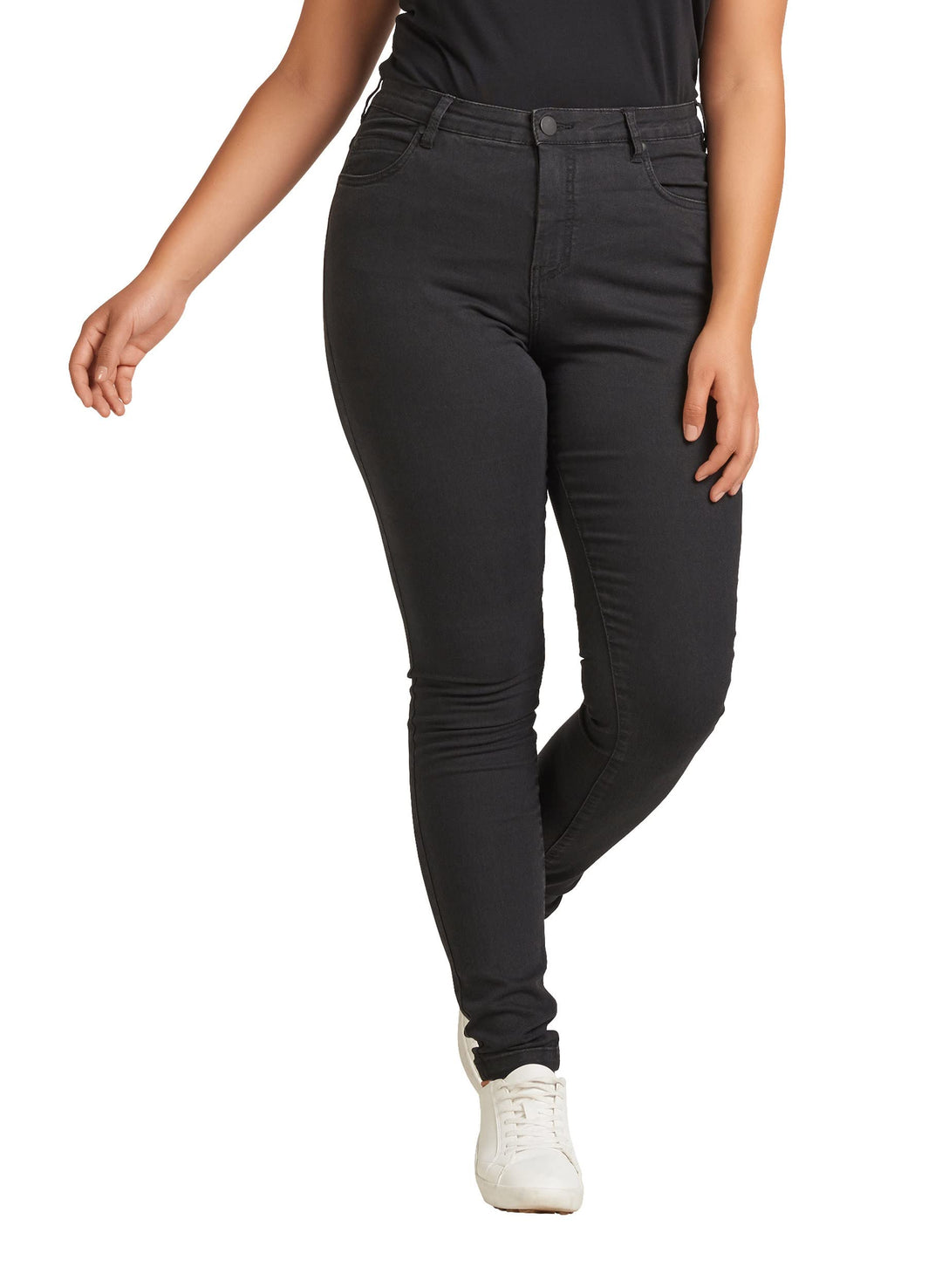 Zizzi Grosse Grössen Damen Super Slim Amy Jeans mit hoher Taille Gr 42-56 46W / 30L Schwarz, 46W / 3