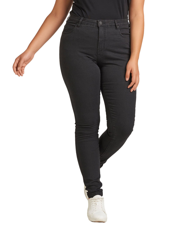 Zizzi Grosse Grössen Damen Super Slim Amy Jeans mit hoher Taille Gr 42-56 46W / 30L Schwarz, 46W / 3