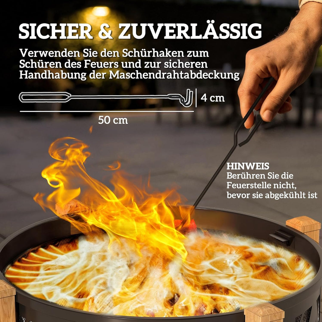 Outsunny 2-in-1 Feuerschale mit Grillrost Ø75 x 58 cm Feuerstelle mit Funkenschutz Schürhaken Feuers