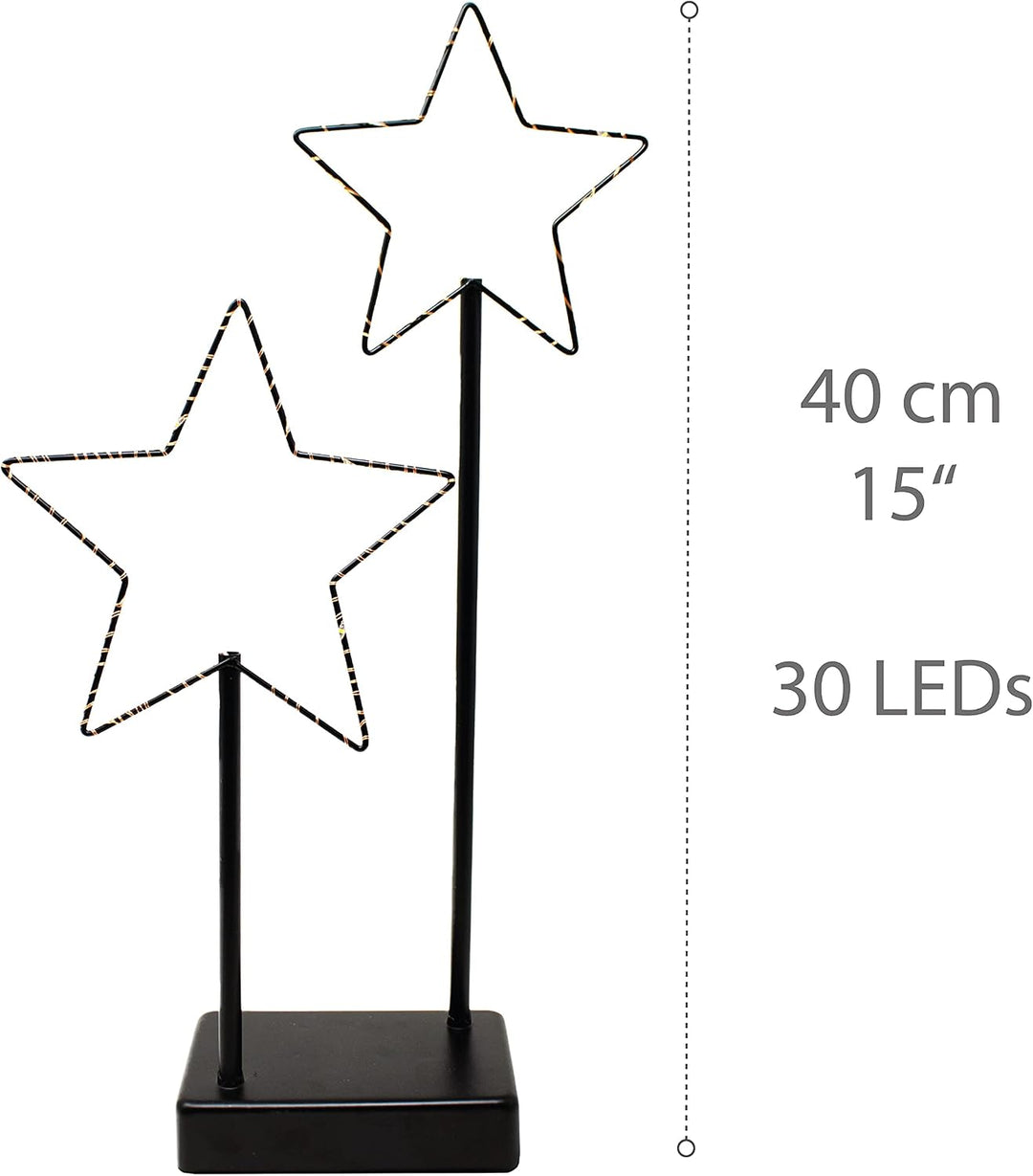 ToCi Deko-Aufsteller Stern mit LED-Beleuchtung | Metall-Leuchter mit 30 LEDs | 24 x 5 x 40 cm, 40 cm