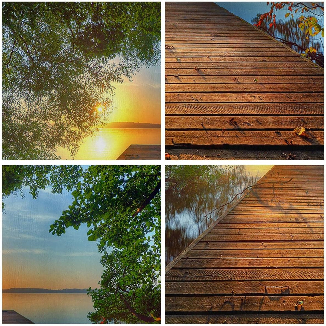 ARTTOR Bilder auf Leinwand 100x70cm Leinwandbild mit Rahmen Brücke See Gross Wanddeko Bild Schlafzim