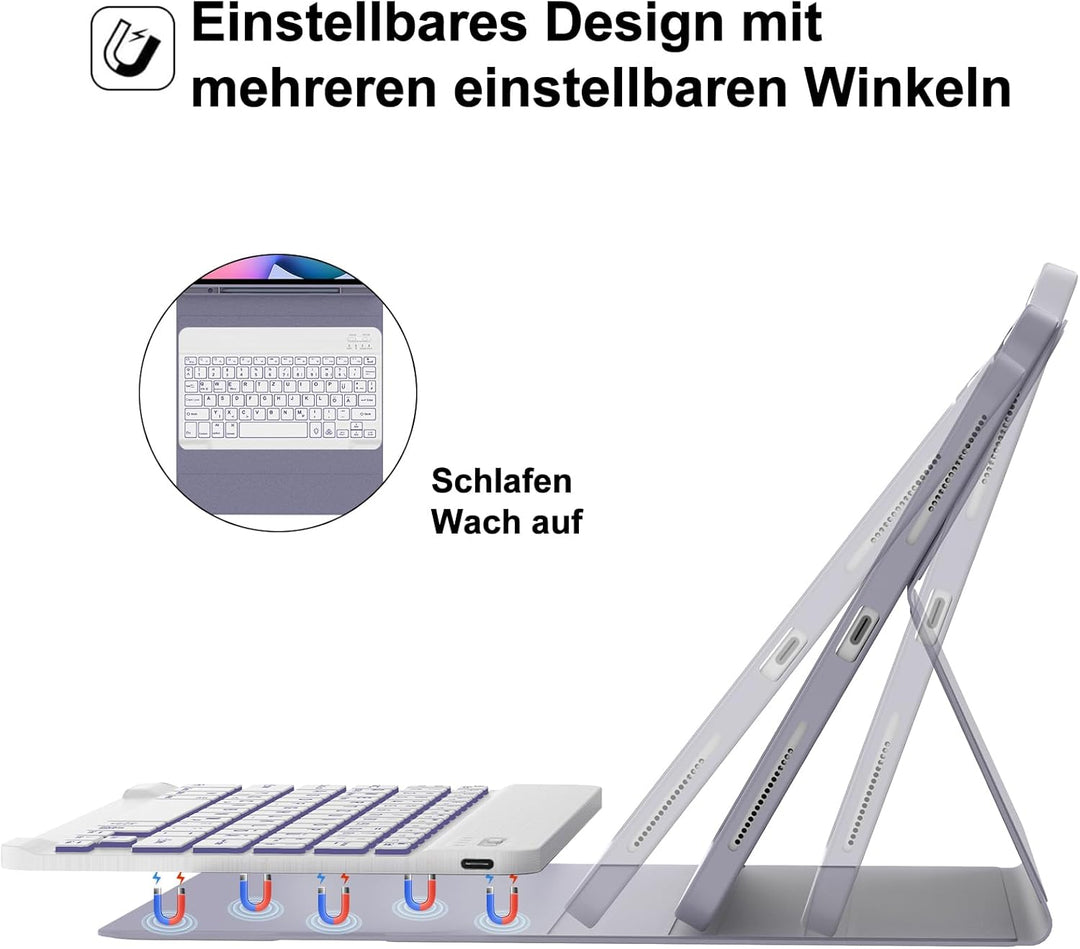 Tastatur Hülle für Samsung Galaxy Tab S6 Lite 10,4 Zoll 2024/2022/2020, 7 Farben Beleuchtung, Keyboa
