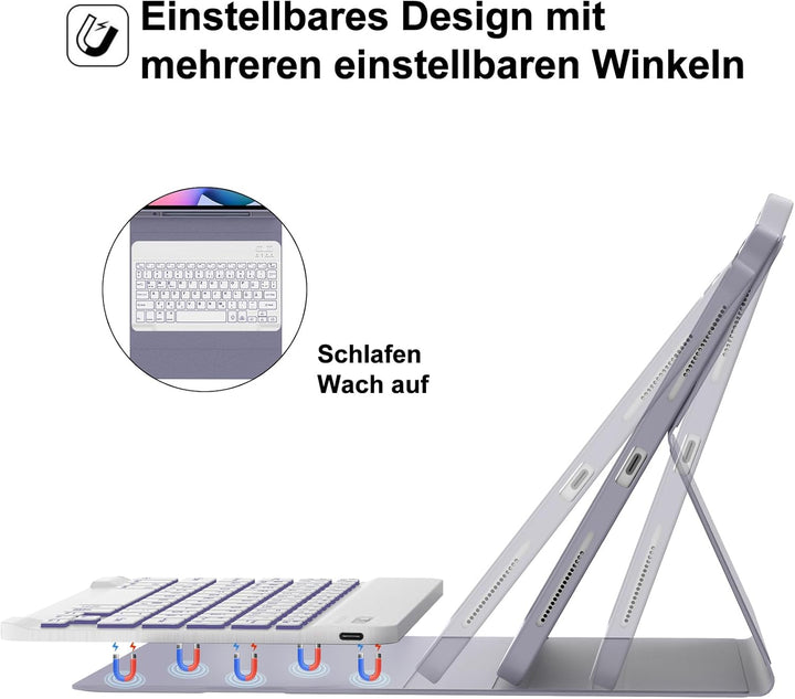 Tastatur Hülle für Samsung Galaxy Tab S6 Lite 10,4 Zoll 2024/2022/2020, 7 Farben Beleuchtung, Keyboa