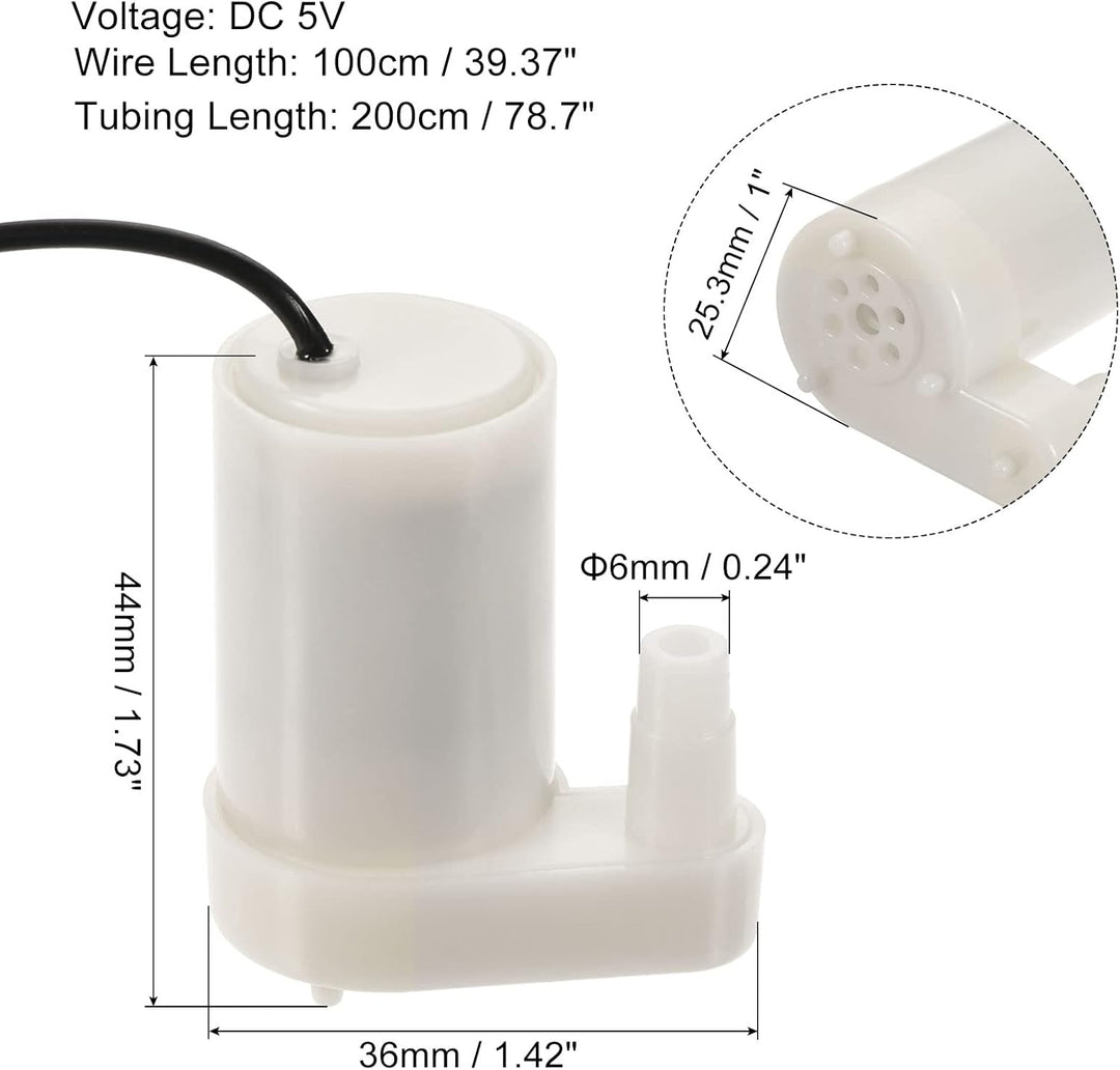 sourcing map Mini Wasserpumpe DC 5V Micro Tauchmotor Vertikal mit USB Steckverbinder Rohr
