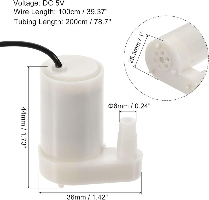 sourcing map Mini Wasserpumpe DC 5V Micro Tauchmotor Vertikal mit USB Steckverbinder Rohr
