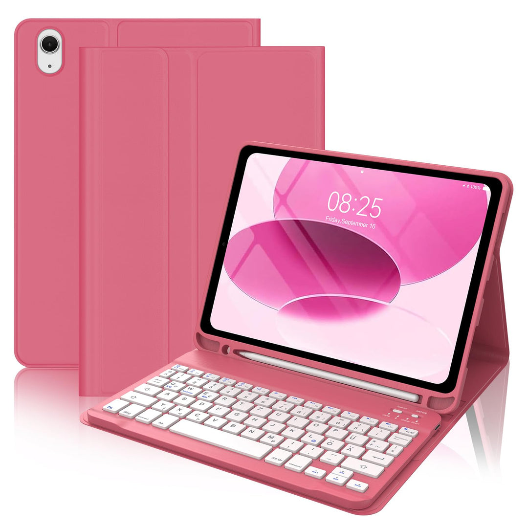 Tastatur Hülle für iPad 10 gen/A16 11 Gen - Soft TPU Rückseite Gehäuse Schutzhülle mit Pencil Halter