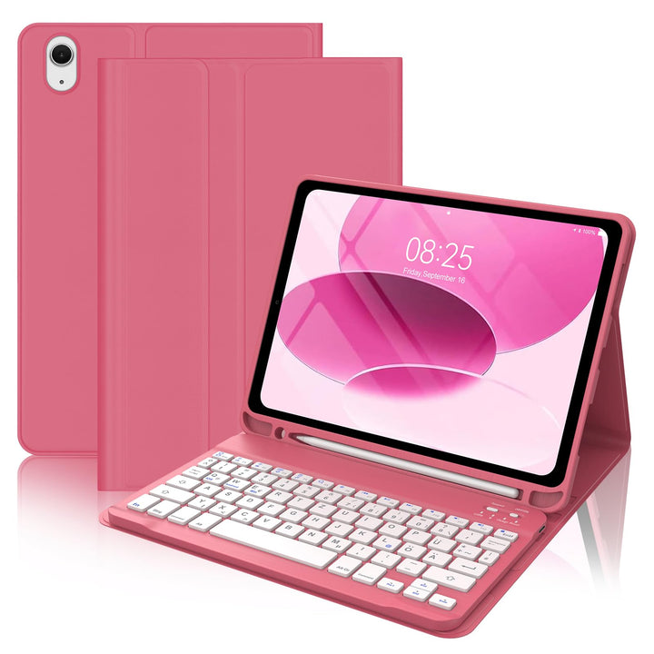 Tastatur Hülle für iPad 10 gen/A16 11 Gen - Soft TPU Rückseite Gehäuse Schutzhülle mit Pencil Halter