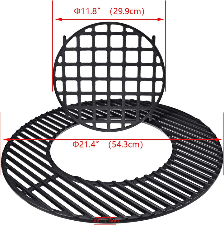 GFTIME Gusseisen Rost-in-Rost Grillrost mit Sear Grillrost für Weber 57cm Holzkohlegrills, Gourmet S