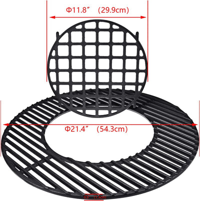 GFTIME Gusseisen Rost-in-Rost Grillrost mit Sear Grillrost für Weber 57cm Holzkohlegrills, Gourmet S