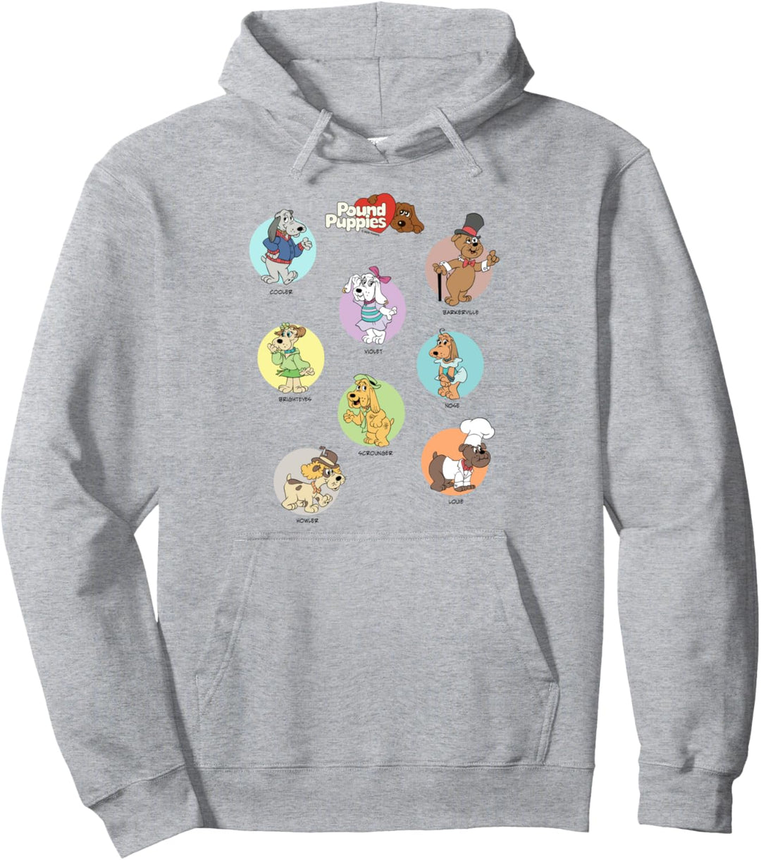 Pound Puppies Vintage Color Circle Portraits Pullover Hoodie