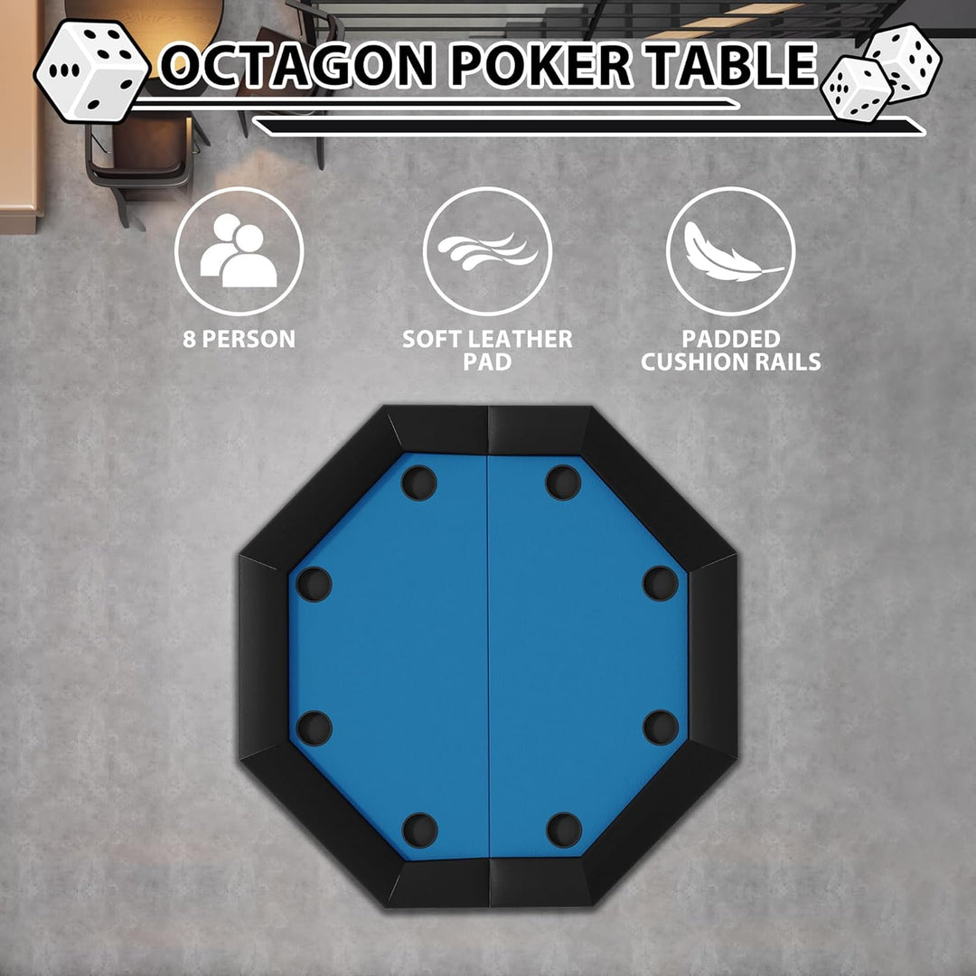 Garvee Professioneller Poker Tisch für 8 Spieler – Klappbarer Oktagon Spieltisch mit Edelstahl-Geträ