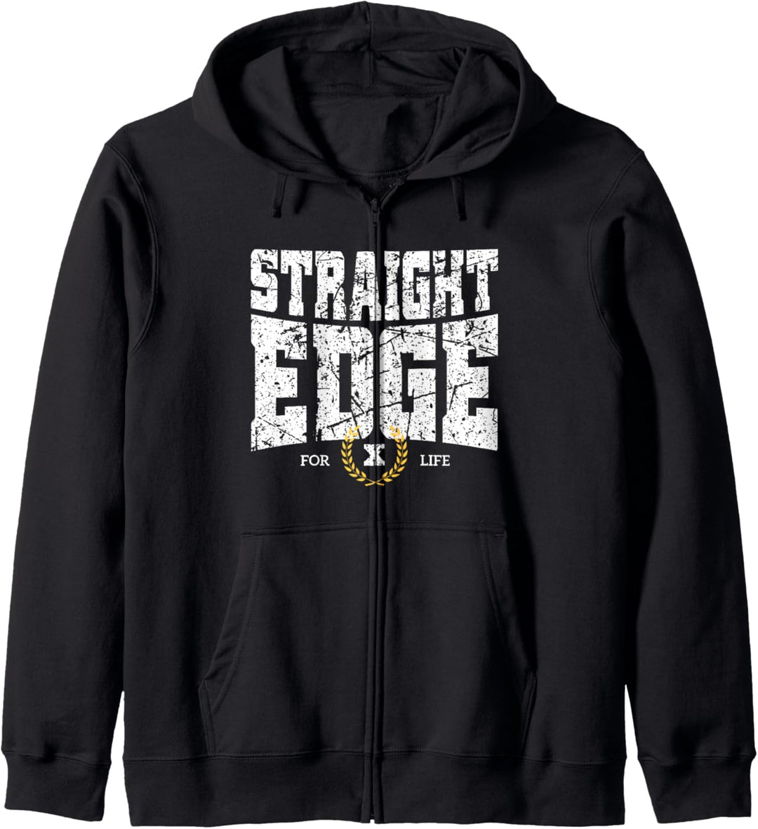 Straight Edge Forever Schriftzug Straight Edger For Life sXe Kapuzenjacke