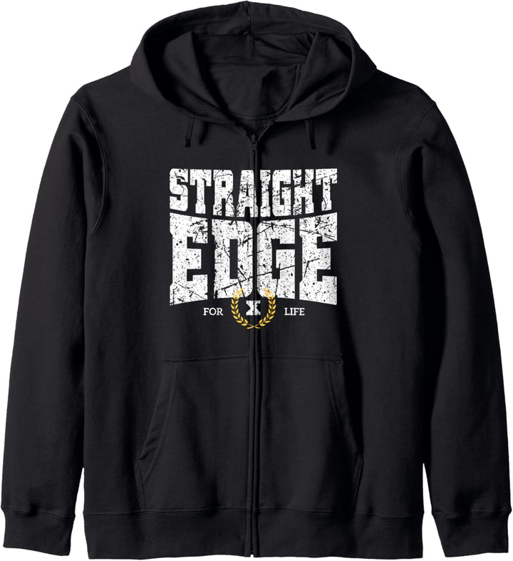 Straight Edge Forever Schriftzug Straight Edger For Life sXe Kapuzenjacke