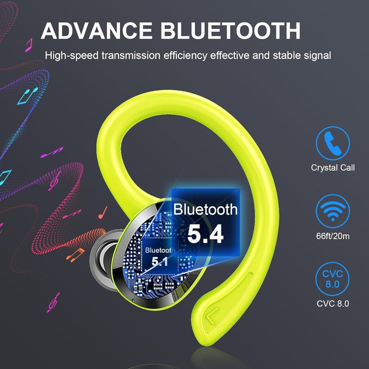 Bluetooth Kopfhörer Sport, Wireless Earbud ENC Noise Cancelling Mic, 48 Std in Ear Kopfhörer Kabello