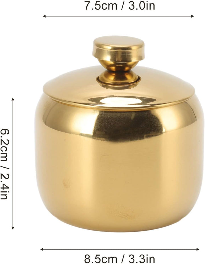Gewürzdosen aus Edelstahl, Zuckerdose mit Deckel und Löffel, Höhe des Salzbehälters 6,2 cm für Gewür