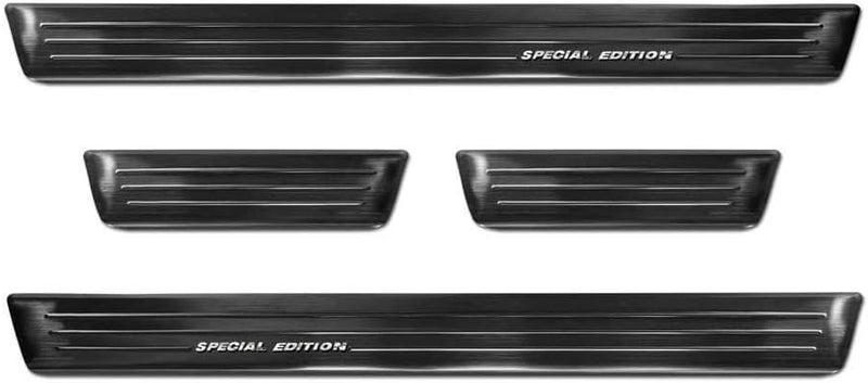 Black Inox door sill protectors compatible with Skoda Fabia IV Hatchback 2021- &