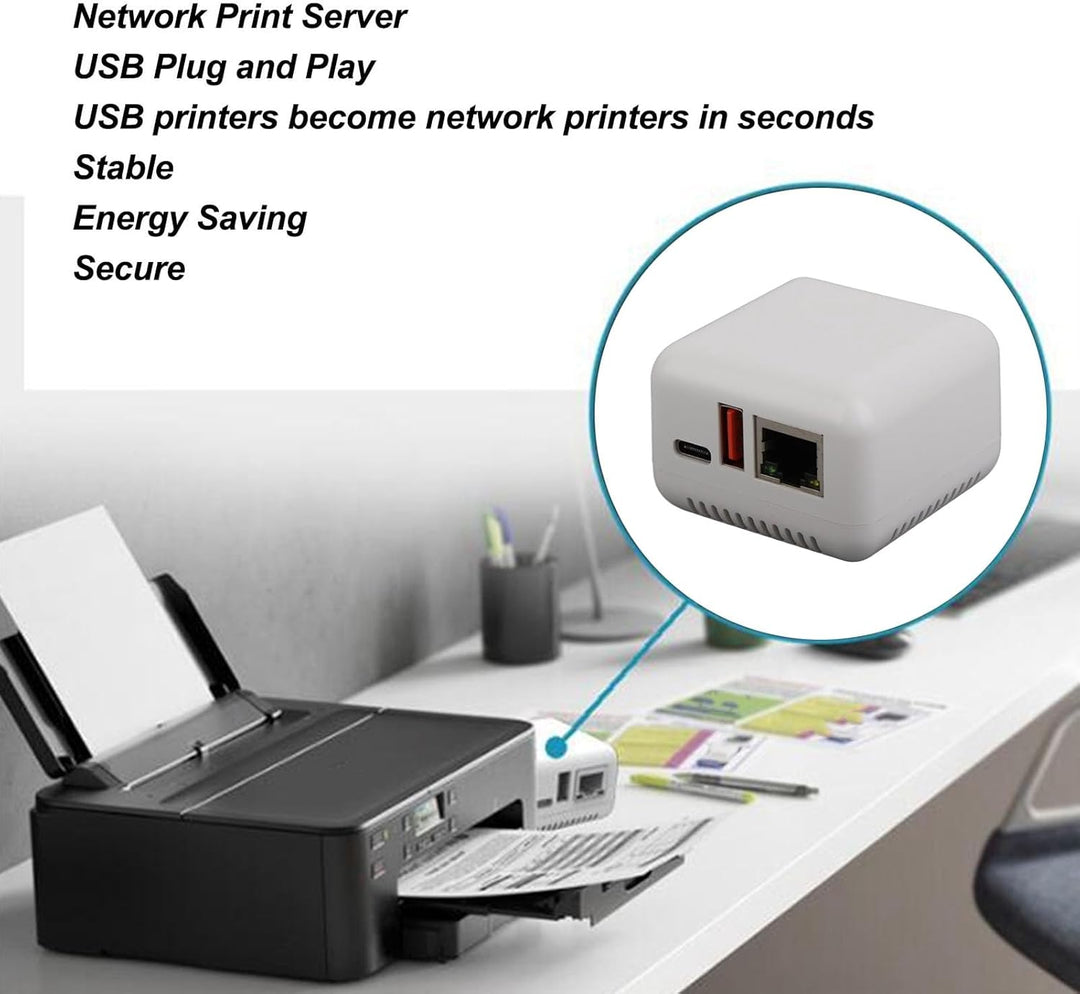 Netzwerk-USB 2.0-Druckserver, 5-V-LAN-Ethernet-USB-Druckserver, Konvertieren Sie den Drucker in Eine