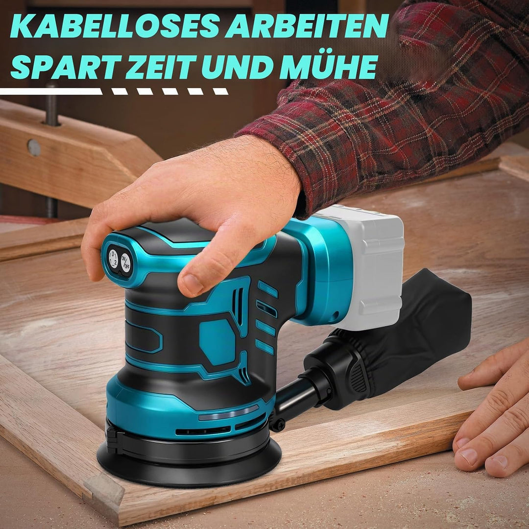 Exzenterschleifer für Makita 18V Akku(no Akku),125mm Schleifmaschine, 3 Geschwindigkeiten 7,000-11,0