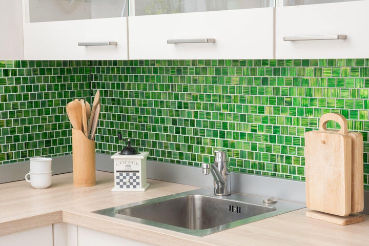 Mosaik Fliese Glasmosaik Crystal Milchglas grün klar gefrostet matt für WAND BAD WC DUSCHE KÜCHE FLI