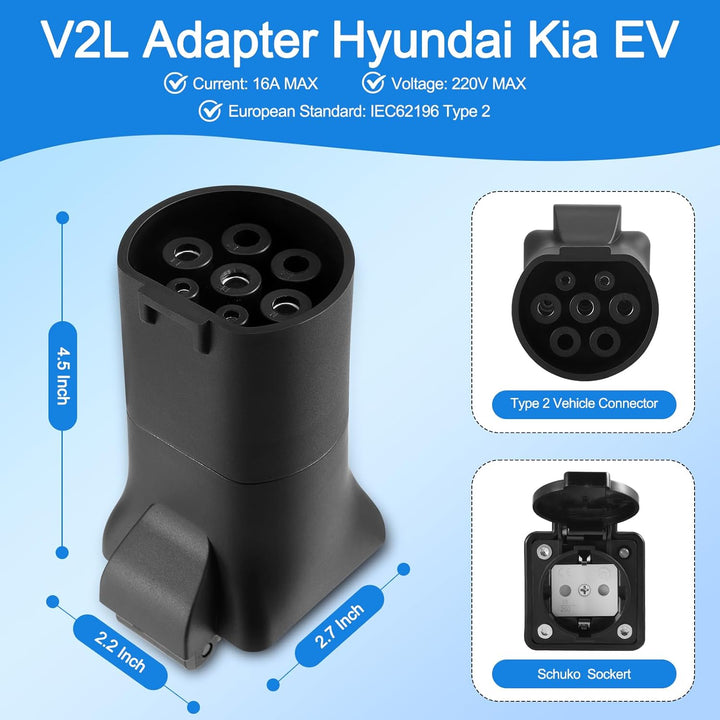 EV Ladeadapter Typ 2 auf Schuko-Stecker – 3,5 kW 16 A 220 V – tragbar & widerstandsfähig IP44 – komp