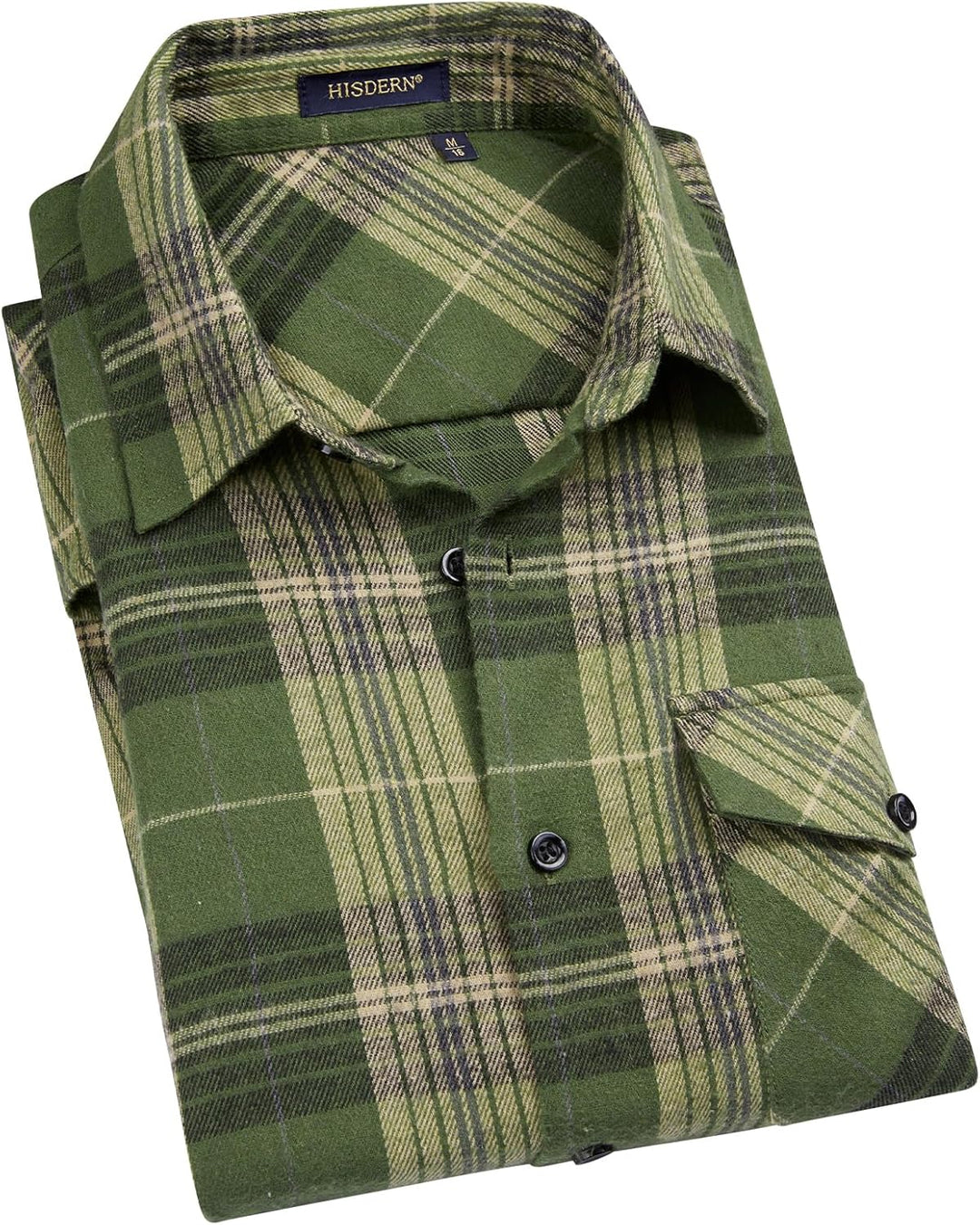 HISDERN Flanellhemd Herren Karierte Hemden Herren Langarm Button Down Baumwolle Holzfällerhemd Regul