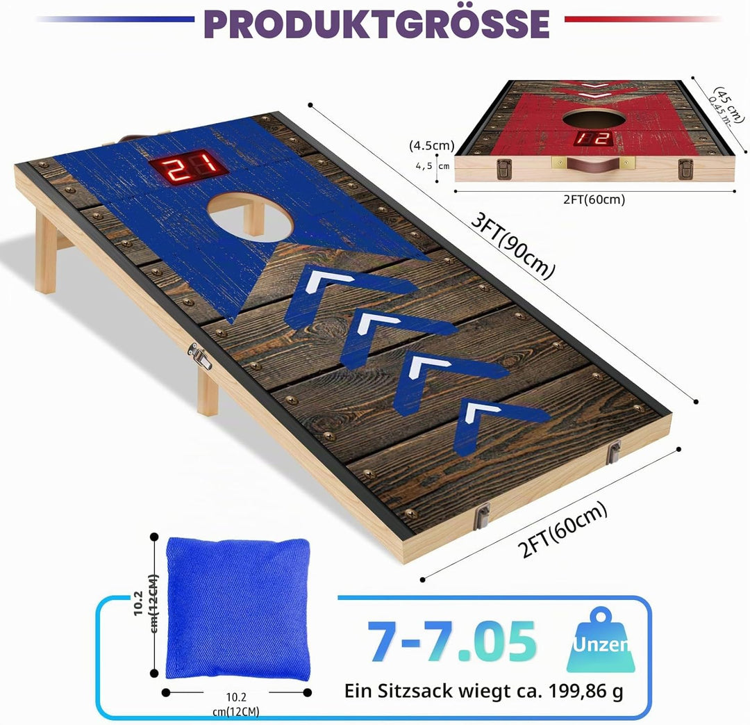 Verbessert 90 x 60 cm Faltbar Cornhole Spiel Outdoor Cornhole Säckchen mit mit Punktesystem,Bohnensä