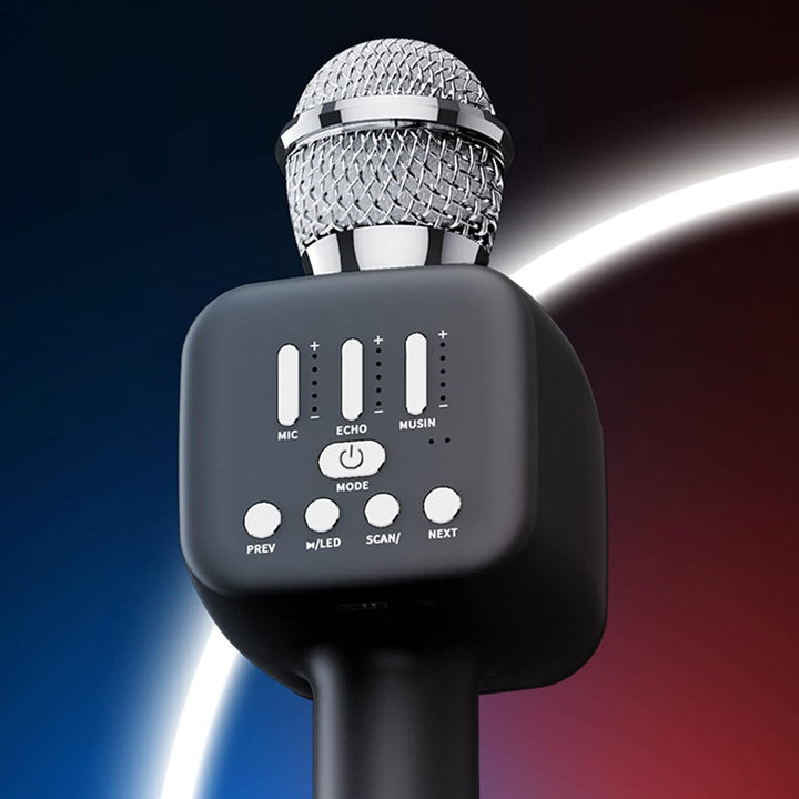 Karaoke Mikrofonmaschine, Bluetooth Lautsprecher Karaoke Mikrofon für Erwachsene für Zuhause (Schwar