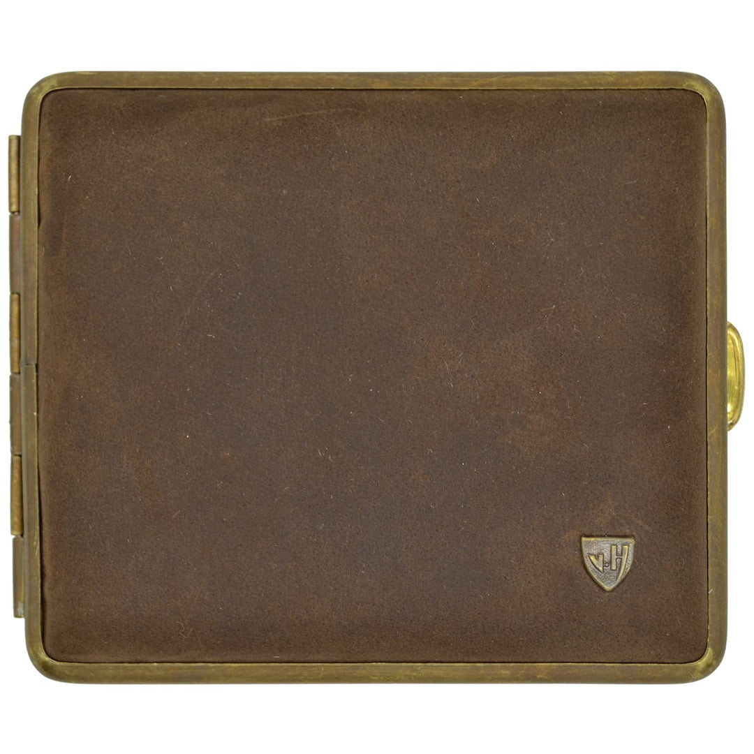 Zigarettenetui Echtleder, Handmade in Germany, Wildes Rind Dunkelbraun, 85mm - Etui, Zigarettenbox