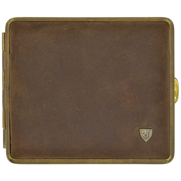 Zigarettenetui Echtleder, Handmade in Germany, Wildes Rind Dunkelbraun, 85mm - Etui, Zigarettenbox