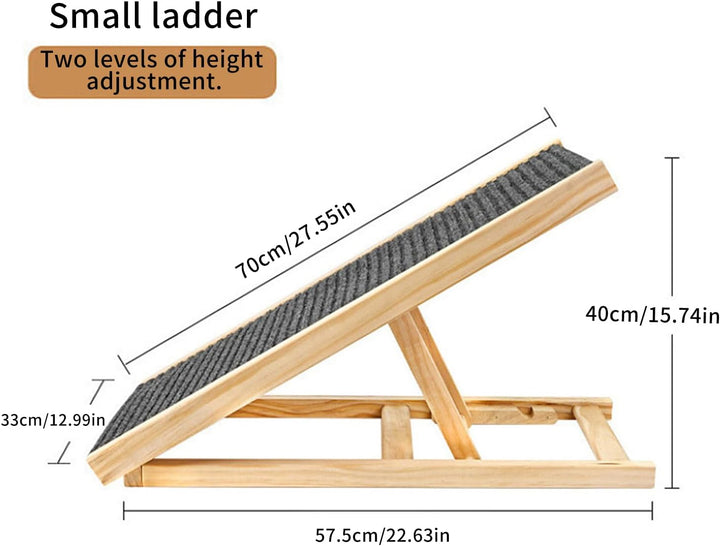 Holz Haustier Rampe, 2 Höhenverstellung Auto Hund Leiter, Haustiere Treppe mit rutschfestem Teppich,