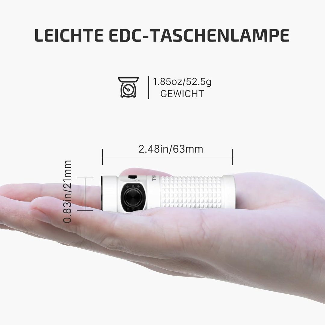 OLIGHT Baton 4 kit Mini LED Taschenlampe mit dimmbarem Ladecase, Wiederaufladbare Taschenlampe bis z