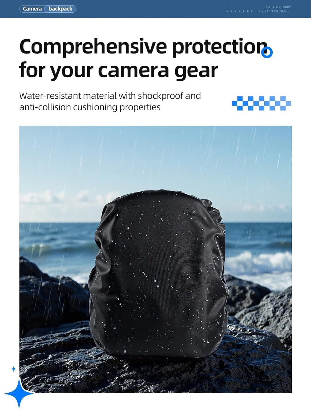 llano Kamerarucksack für DSLR/SLR/Spiegellose Kameras – Wasserabweisender Fotorucksack mit Laptopfac