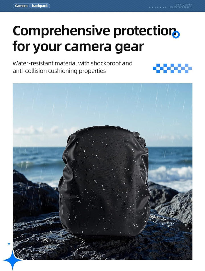 llano Kamerarucksack für DSLR/SLR/Spiegellose Kameras – Wasserabweisender Fotorucksack mit Laptopfac