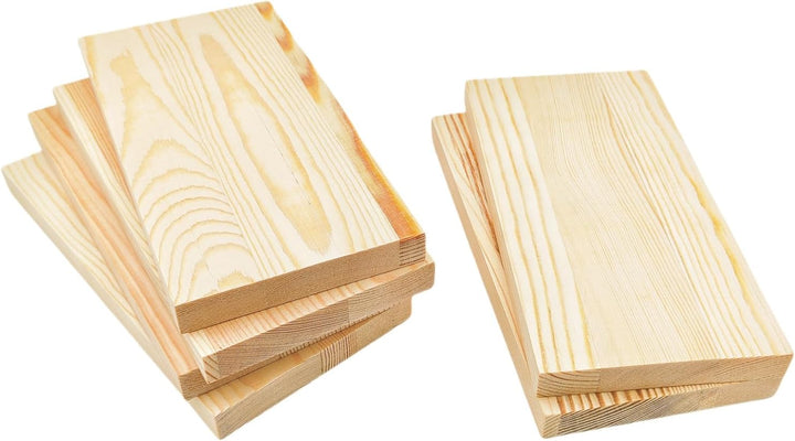 6 rechteckige Holzbretter, unbehandelte Holzblöcke, 20 x 10 x 1,5 cm, roh, Holzblöcke für DIY zum Sc