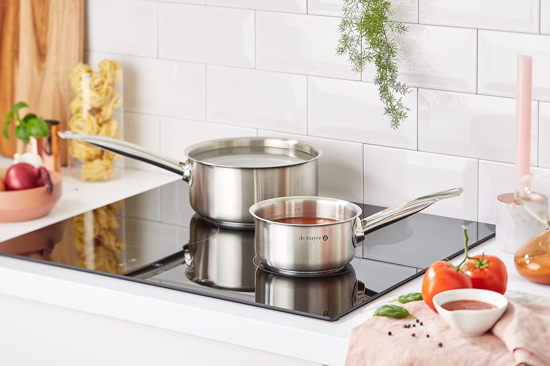 de Buyer - Set aus 4 Stielkasserollen PRIM'APPETY aus Edelstahl - 14/ 16/ 18/ 20 cm - 3501.04, Silbe