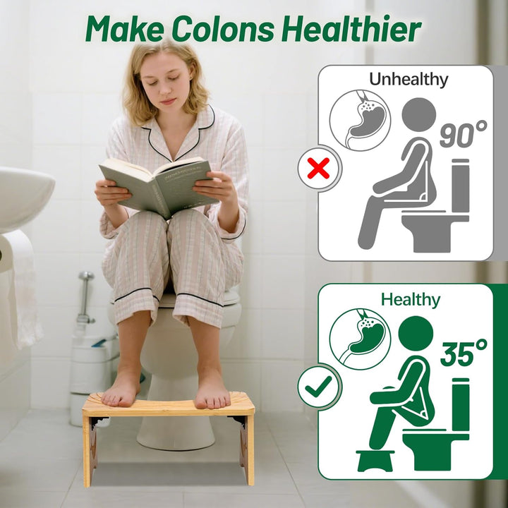 Bambus Toilettenhocker für das Badezimmer, klappbar Badhocker WC Hocker für Erwachsene, Klohocker Fa