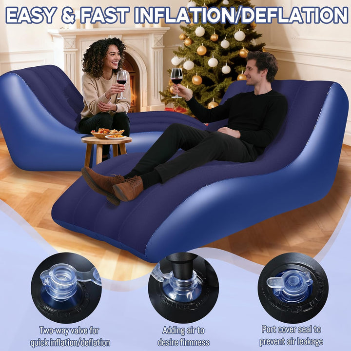 Luxfero Aufblasbares Sofa für Camping, Aufblasbarer Sessel mit Beflockter Oberfläche, Bequemes Lufts