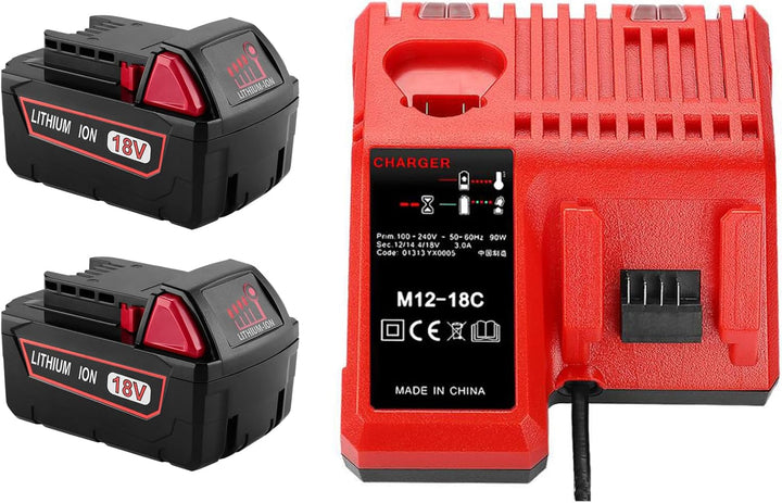 CYDZ® 2 Stück 18V 5.0Ah Akku für Milwaukee M18 48-11-1828 48-11-1840 C18B M18BX Li18 M18B4 M18 XC mi