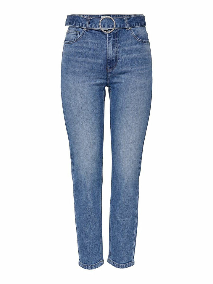 ONLY Damen Onlemily Life Hw Ankle Rs Belt DNM Bj Jeans 28W / 32L Medium Blue Denim, 28W / 32L Medium