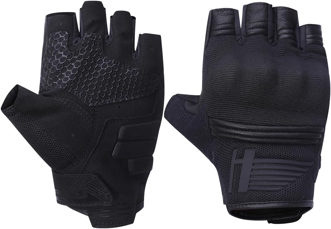Harssidanzar Gants de Moto sans doigts Pour Hommes,Été respirant écran Tactile Moto Avec Knuckle Rid