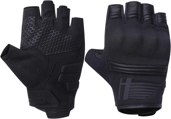 Harssidanzar Gants de Moto sans doigts Pour Hommes,Été respirant écran Tactile Moto Avec Knuckle Rid