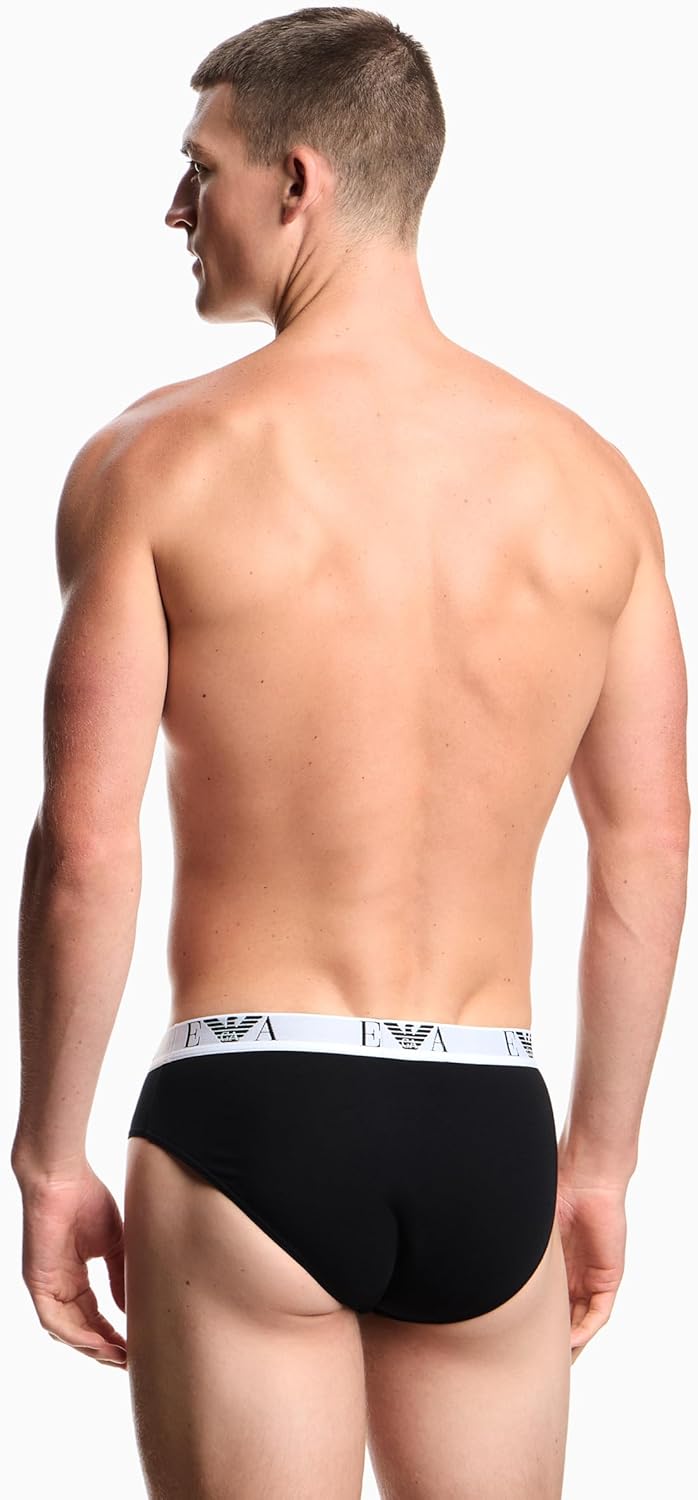 Emporio Armani Herren Bold Monogram 3-Pack Brief Slip S Schwarz/Schwarz/Schwarz, S Schwarz/Schwarz/S