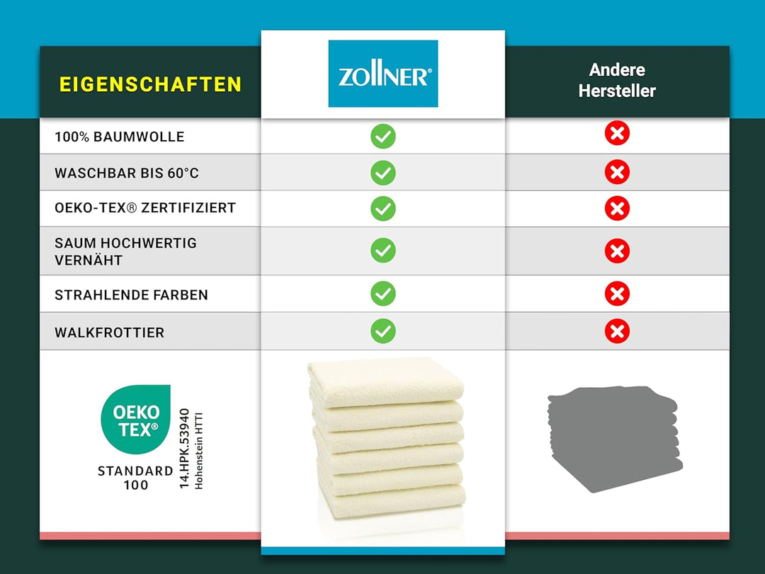 ZOLLNER 6er Set Handtücher in 50x100 cm - saugstarke und weiche Badetücher in beige - mit praktische