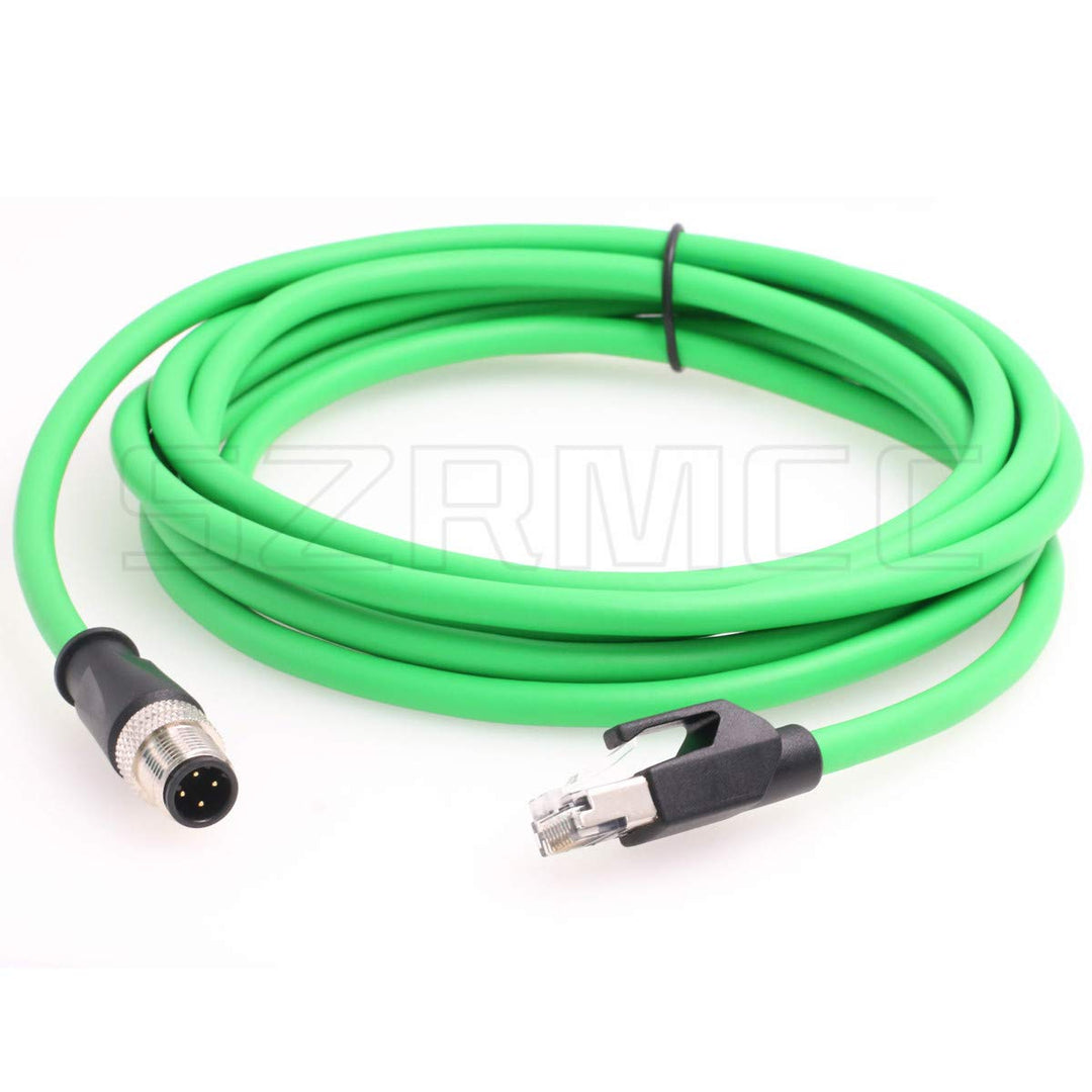 SZRMCC M12 4 Pin D-Code auf RJ45 Stecker Ethernet Kabel Cat5e Hochflexibles Wasserdicht Geschirmtes